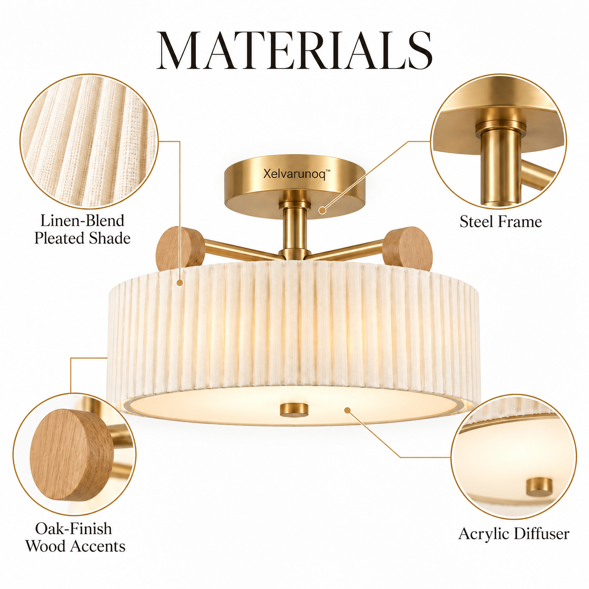 Xelvarunoq™ Solenne Pleated Drum Ceiling Light