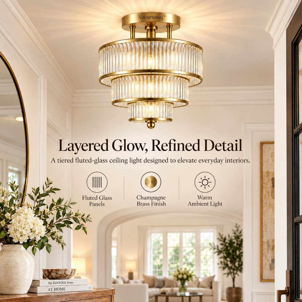 Xelvarunoq™ Marais Tiered Fluted Glass Ceiling Light
