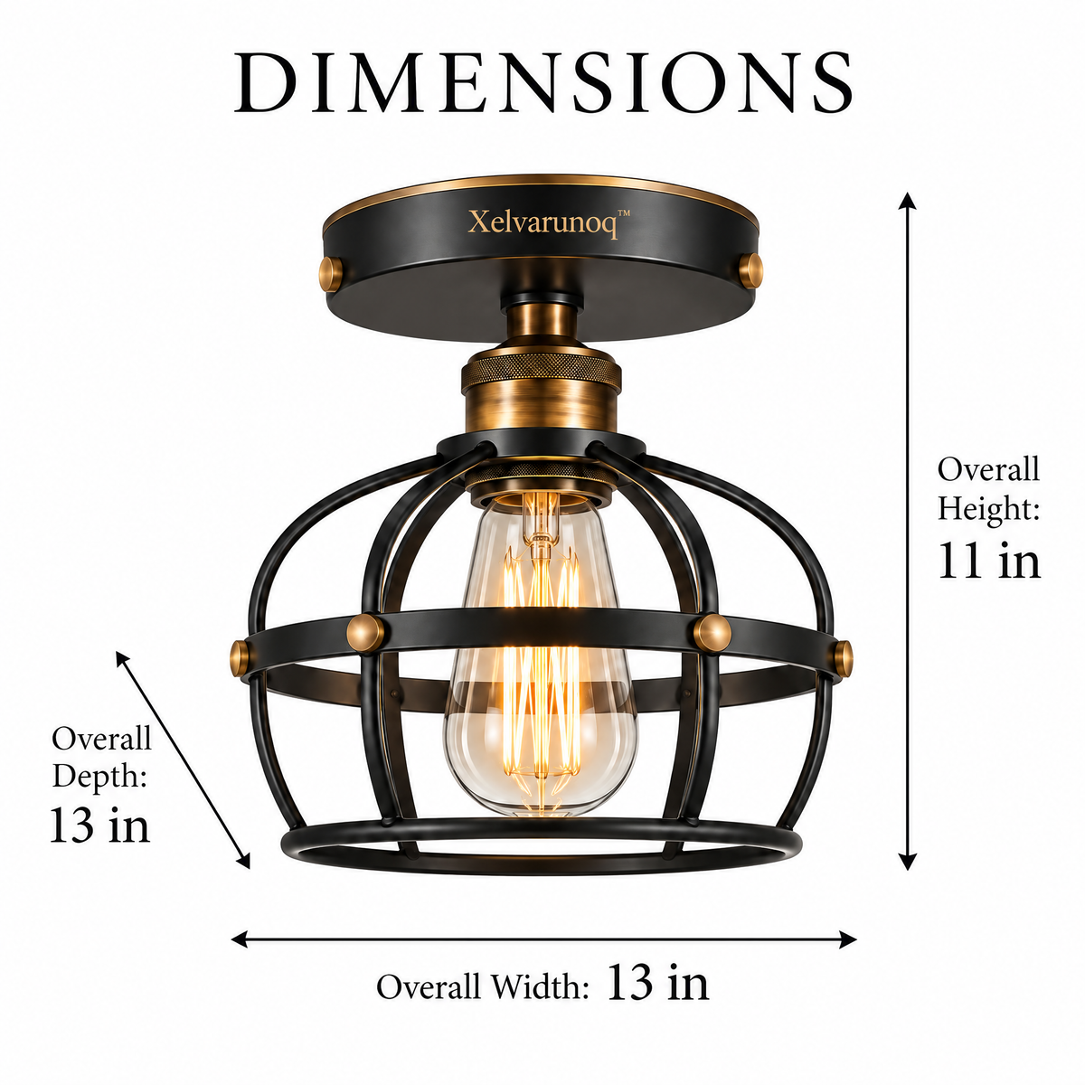 Xelvarunoq™ Forge Industrial Cage Ceiling Light