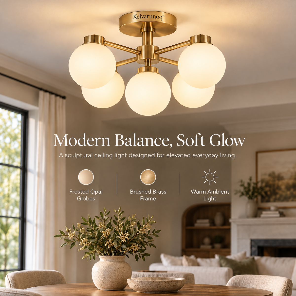 Xelvarunoq™ Metro Opal Globe Ceiling Light