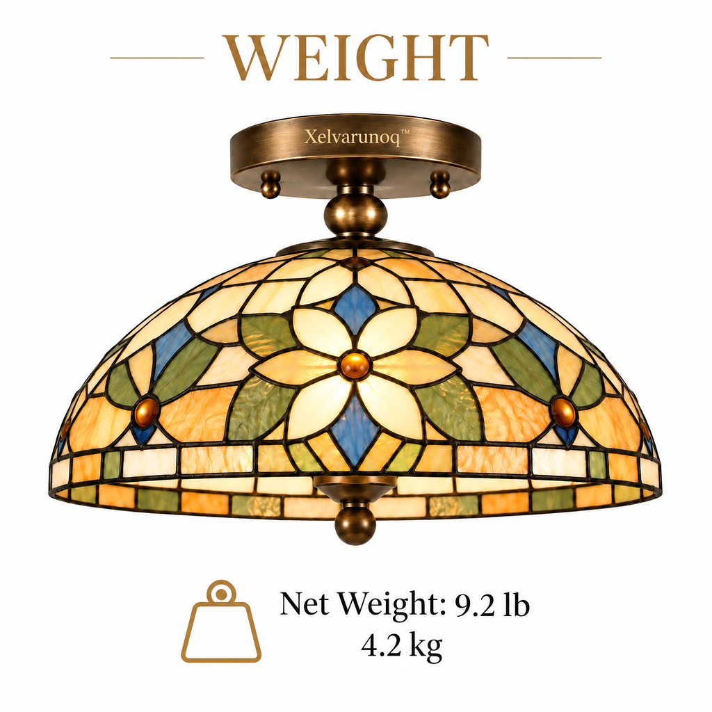 Xelvarunoq™ Amberleaf Stained Glass Ceiling Light