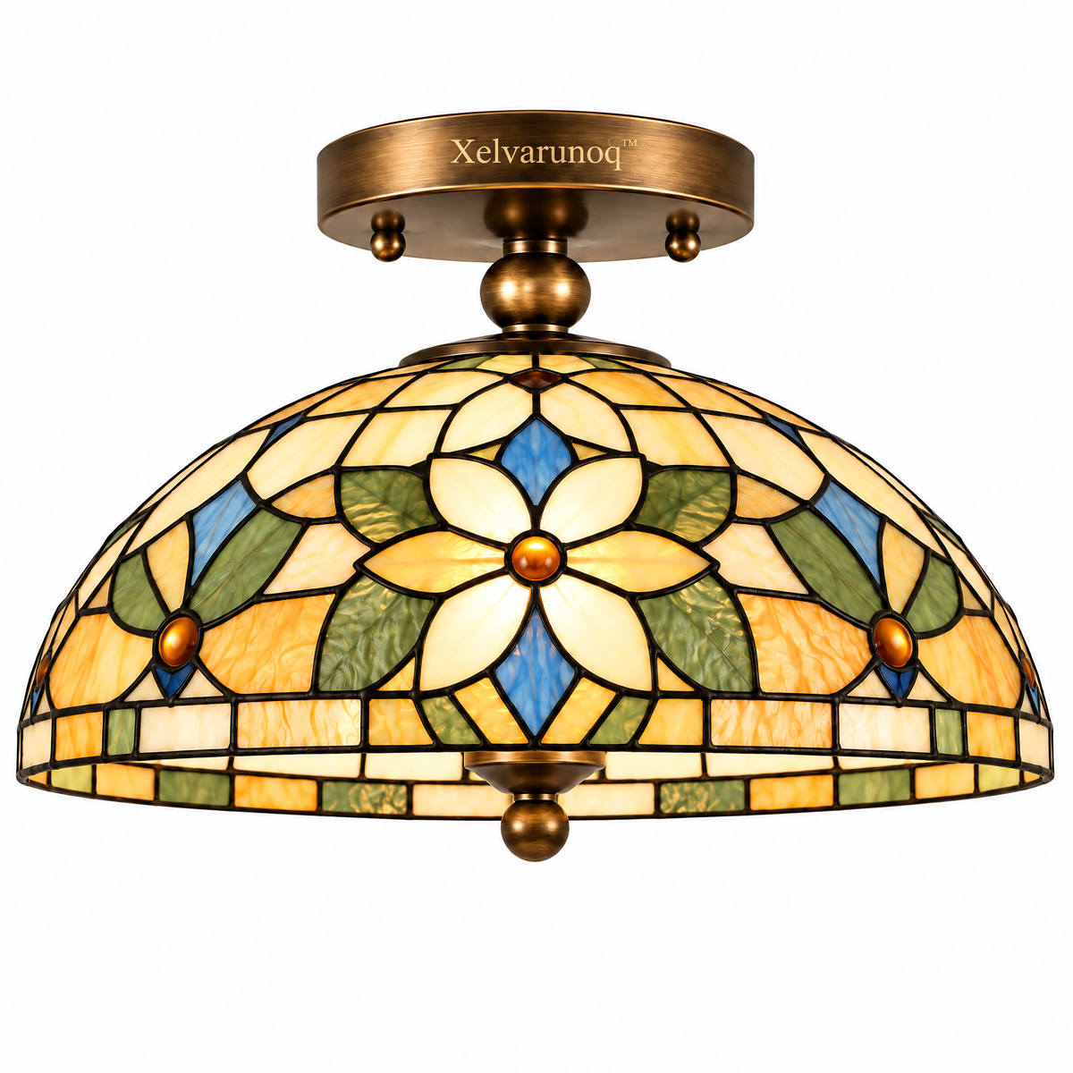 Xelvarunoq™ Amberleaf Stained Glass Ceiling Light
