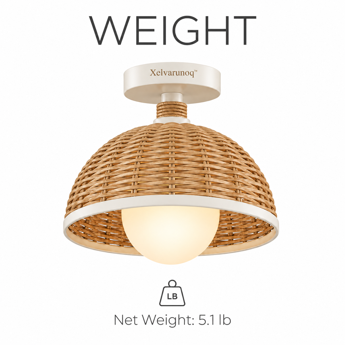 Xelvarunoq™ Isla Woven Rattan Ceiling Light