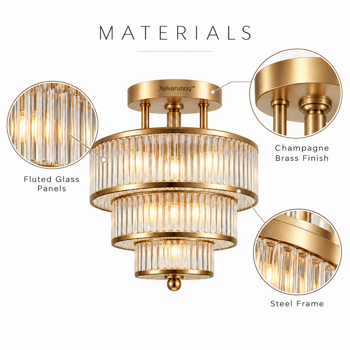 Xelvarunoq™ Marais Tiered Fluted Glass Ceiling Light