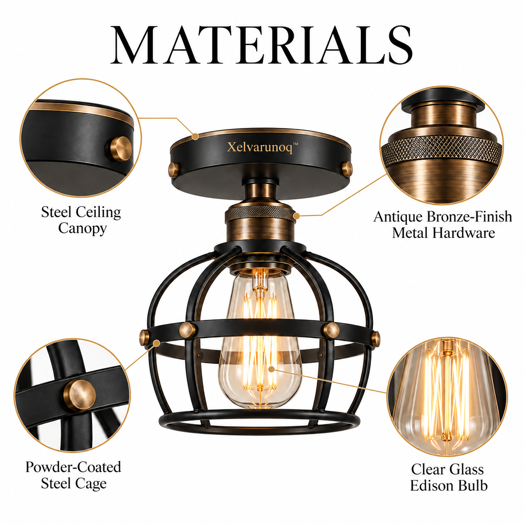 Xelvarunoq™ Forge Industrial Cage Ceiling Light