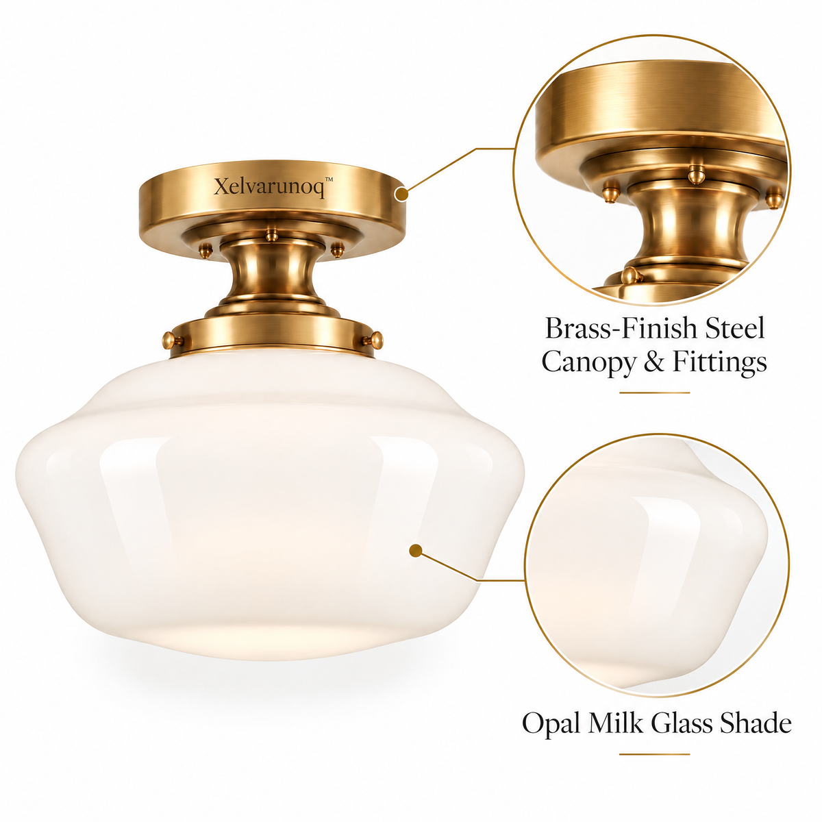 Xelvarunoq™ Heritage Milk Glass Ceiling Light