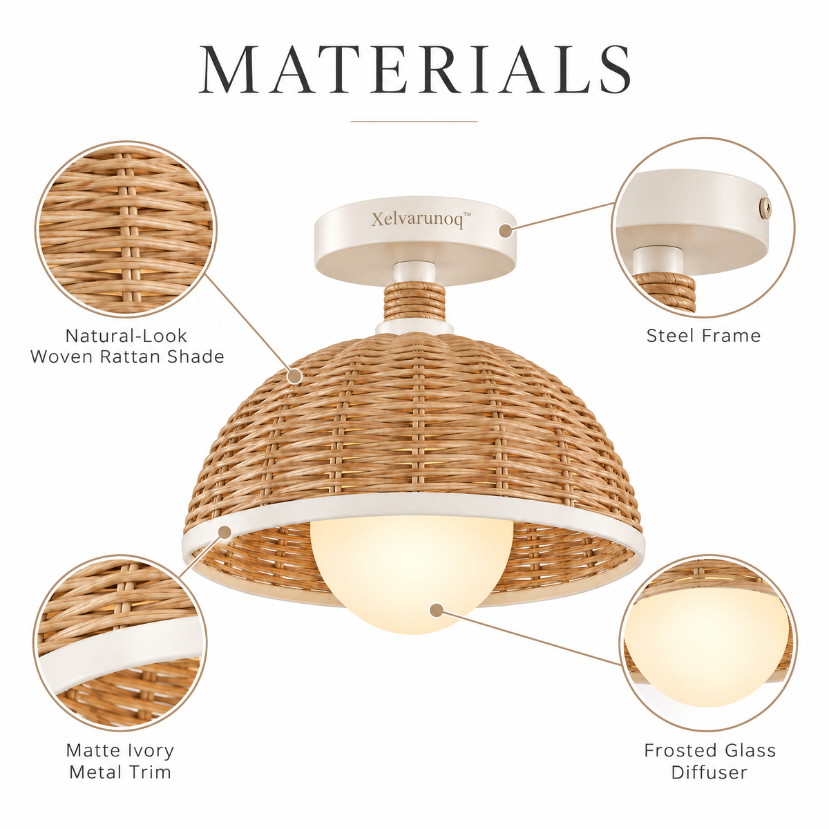 Xelvarunoq™ Isla Woven Rattan Ceiling Light