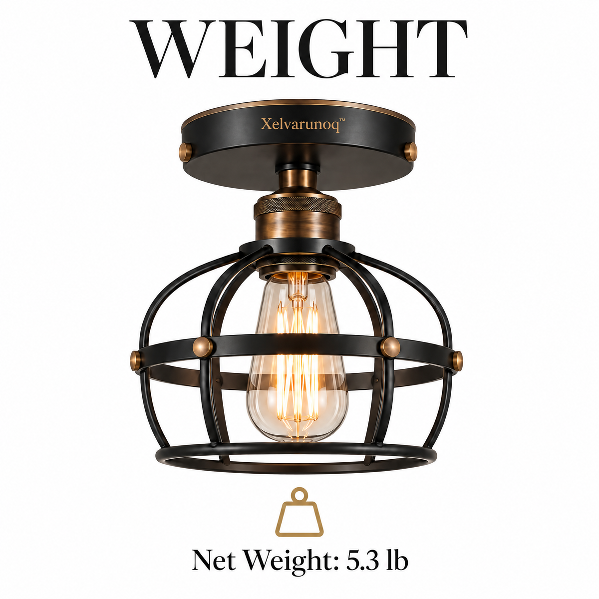 Xelvarunoq™ Forge Industrial Cage Ceiling Light