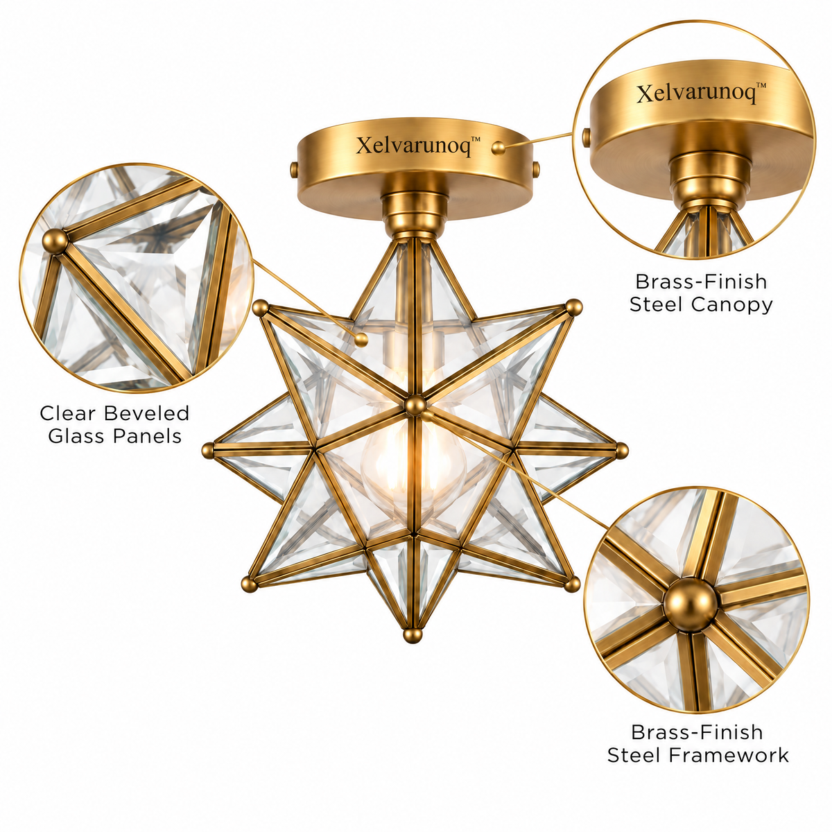 Xelvarunoq™ Celestia Star Glass Ceiling Light