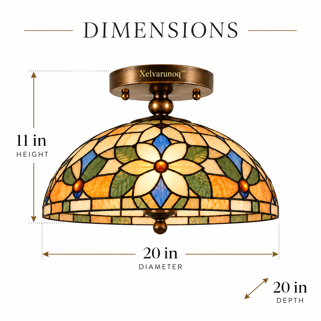 Xelvarunoq™ Amberleaf Stained Glass Ceiling Light