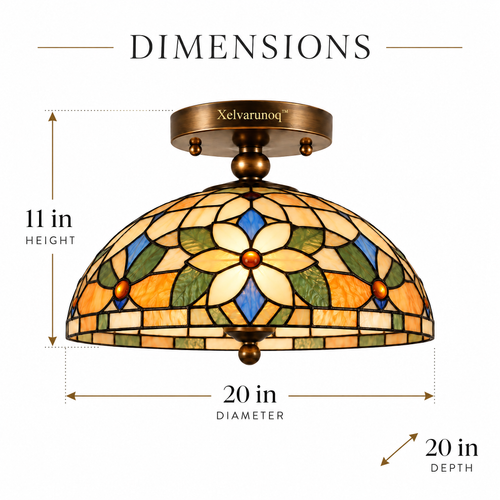 Xelvarunoq™ Amberleaf Stained Glass Ceiling Light