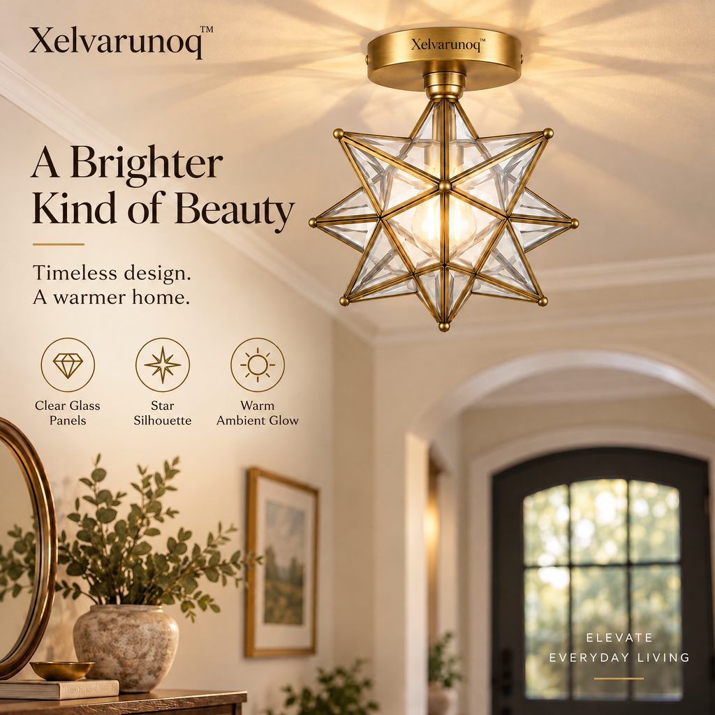 Xelvarunoq™ Celestia Star Glass Ceiling Light