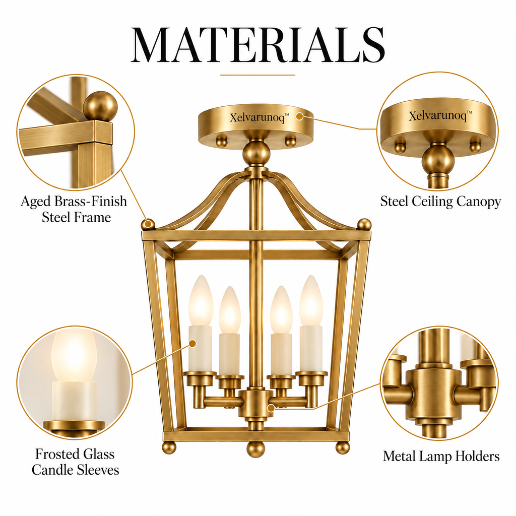 Xelvarunoq™ Sutton Brass Lantern Ceiling Light