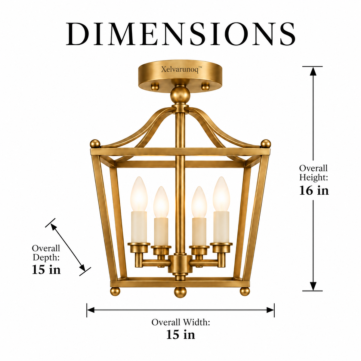 Xelvarunoq™ Sutton Brass Lantern Ceiling Light
